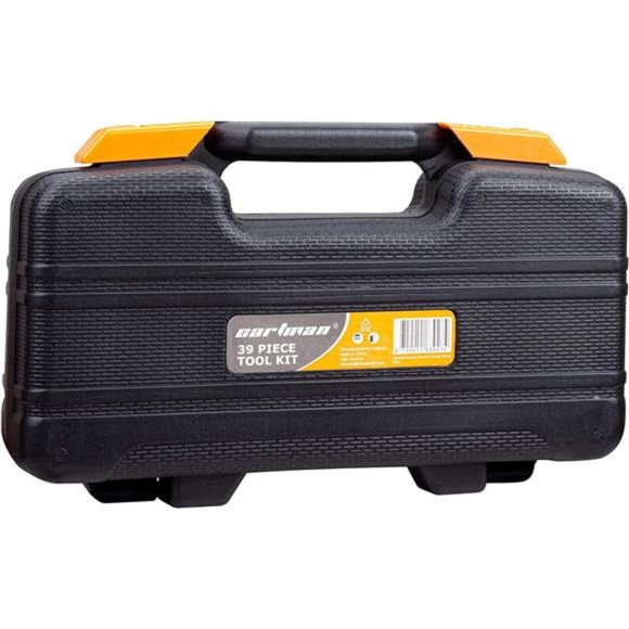39 Piece Tool Set General Household Hand Kit Plastic Toolbox Storage Case Orange - Picture 3 of 5
